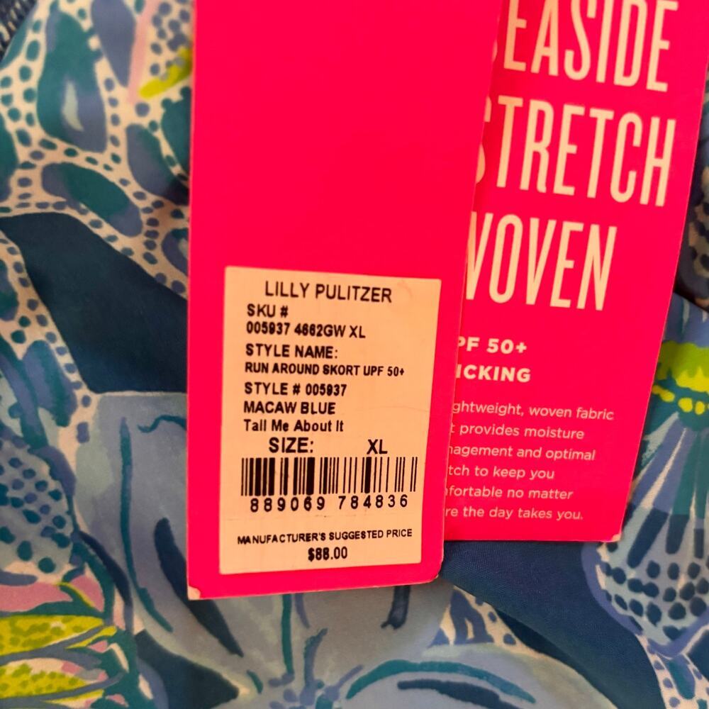Lilly Pulitzer Luxletic Run Around Skort UPF 50+ Size XL NWT Blue/Pink Floral - Picture 8 of 11